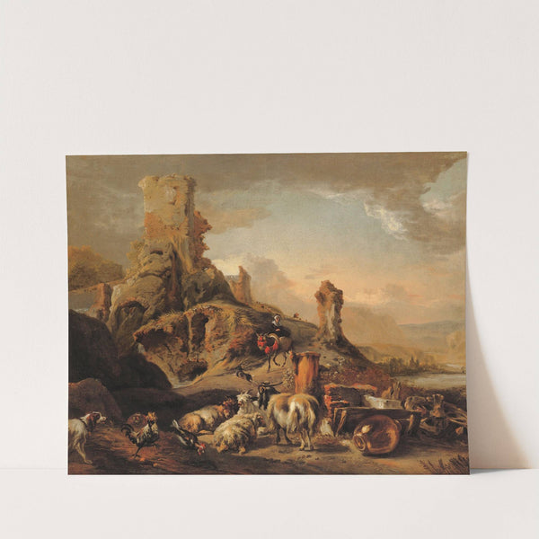 Shepherdess And Her Flock On A Path by Jan Baptist Weenix