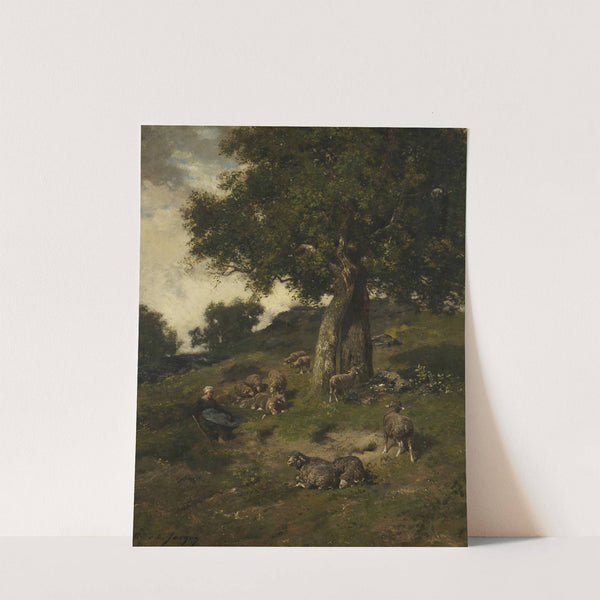 Shepherdess and Sheep by Charles Emile Jacque