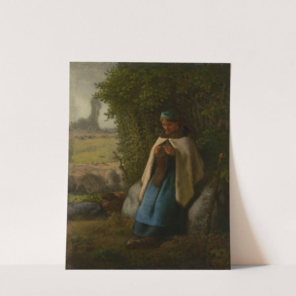 Shepherdess Seated on a Rock by Jean-François Millet