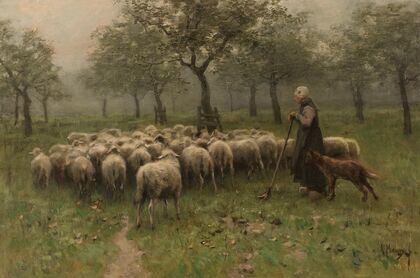 Shepherdess with a Flock of Sheep (c. 1870 - c. 1888)