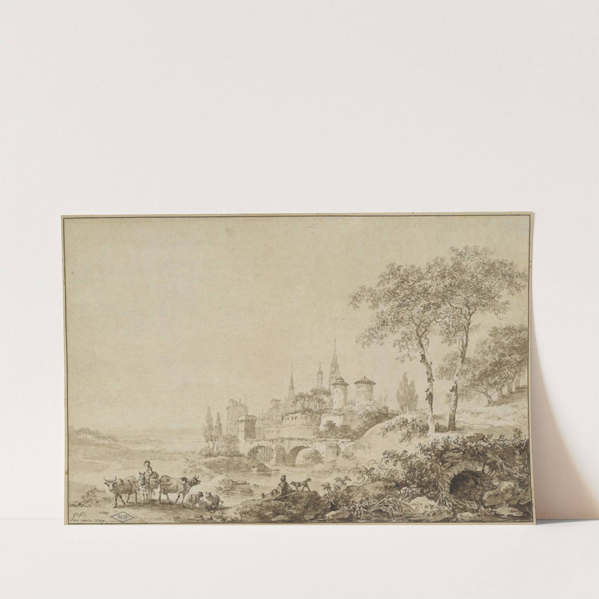Shepherds in a Landscape before a Fortified Town by Jean-Baptiste Le Prince