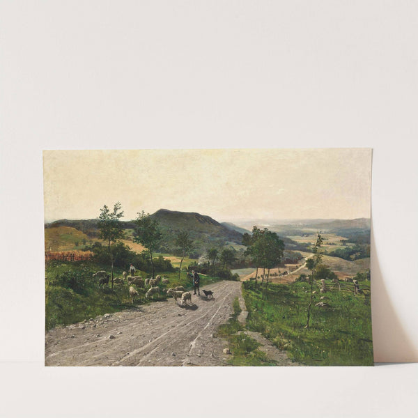 Shepherds making way on a country track by Paul Franz Flickel