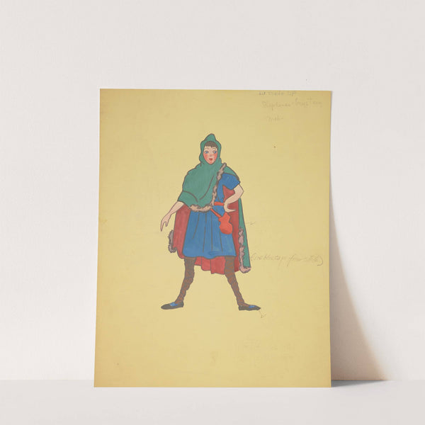 Shepherd’s Mystery: Blue tunic, green cape with red lining, brown bandage leggings (1934-1943) by Mary Merrill