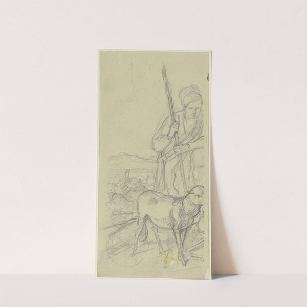 Sherpherd with sheep by Jakob Becker