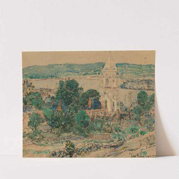Shingling the First Baptist Church, Gloucester study (1919) by Childe Hassam