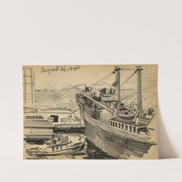 Ship and tugboat (1944) by Victor Alfred Lundy