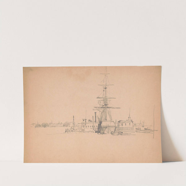 Ship at a wharf along the waterfront in Philadelphia (1840-1870) by James Fuller Queen