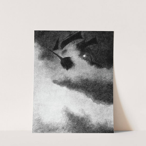 Ship in Storm by Lighthouse by Theodor Kittelsen