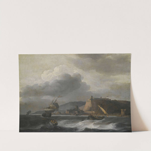 Shipping off a coast in choppy water by Aernout Smit