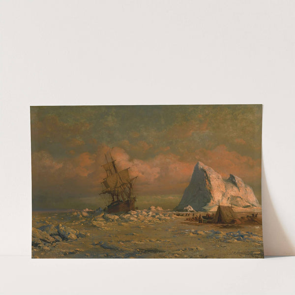 Shipping Vessel With Ice Floes And Figures by William Bradford