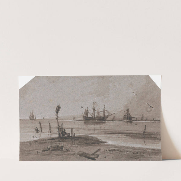 Ships Anchored Offshore in a Calm Sea by François Louis Thomas Francia