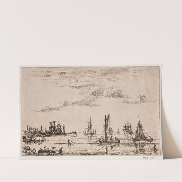 Ships and boats in calm weather by the coast (1840) by Anton Melbye