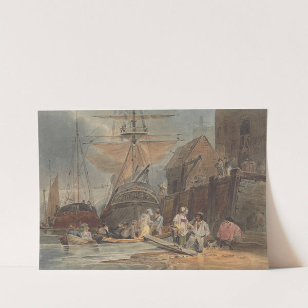 Ships at Wharf with Passengers Disembarking by Luke Clennell
