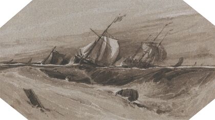 Ships Heeling Over in a Stormy Sea