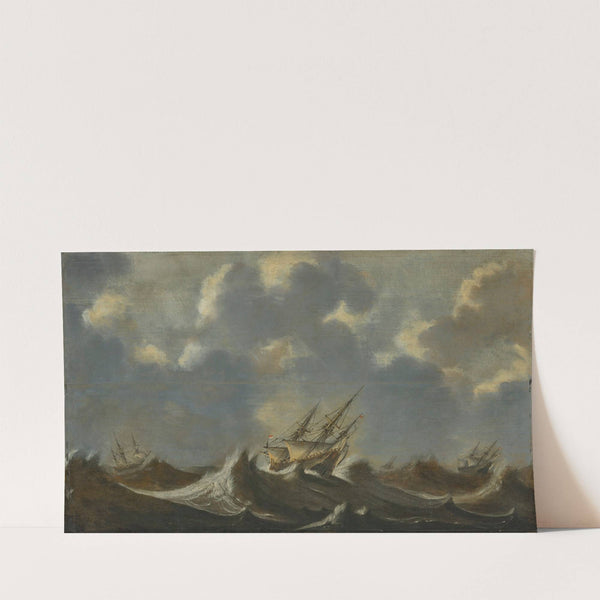 Ships in a storm by Jan Porcellis