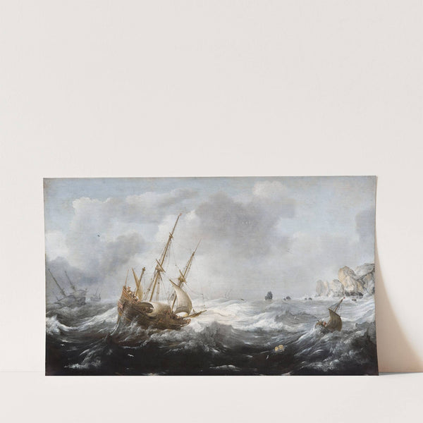 Ships in a Storm on a Rocky Coast (1614 - 1618) by Jan Porcellis