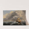 Ships in a stormy sea, with a dune coast beyond by Jan Claesz. Rietschoof