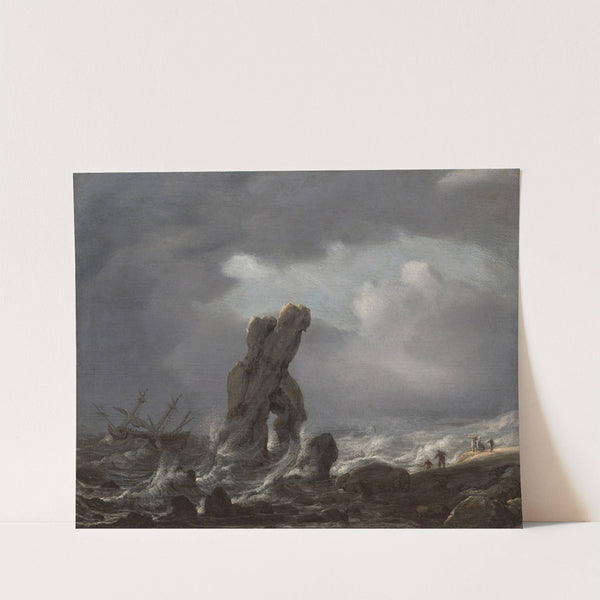 Ships in distress off a rocky coast by Julius Porcellis