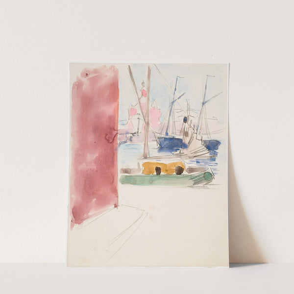 Ships in the South Harbor, sketch by Akseli Gallen-Kallela