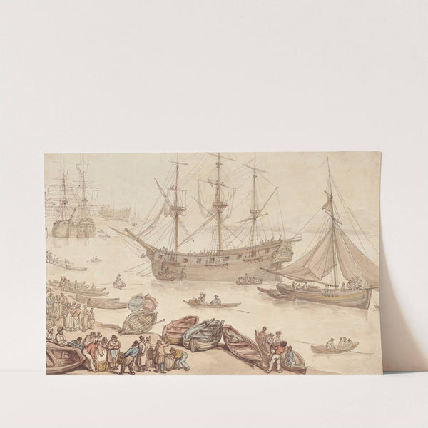 Ships landing, probably at Portsmouth by Thomas Rowlandson