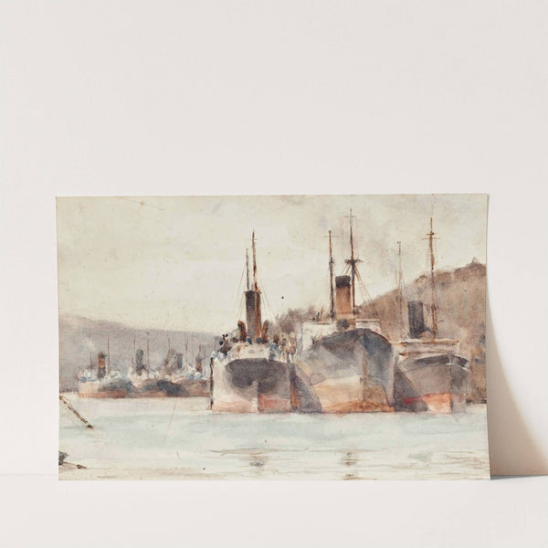 Ships Moored Near King Harry Ferry, On The River Fal by Henry Scott Tuke