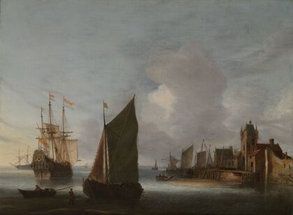 Ships near Zierikzee with the Zuidhavenpoort in the Background