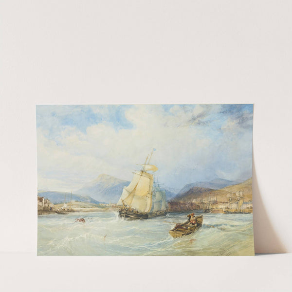 Ships Off A Town In A Mountainous Landscape by Charles Bentley