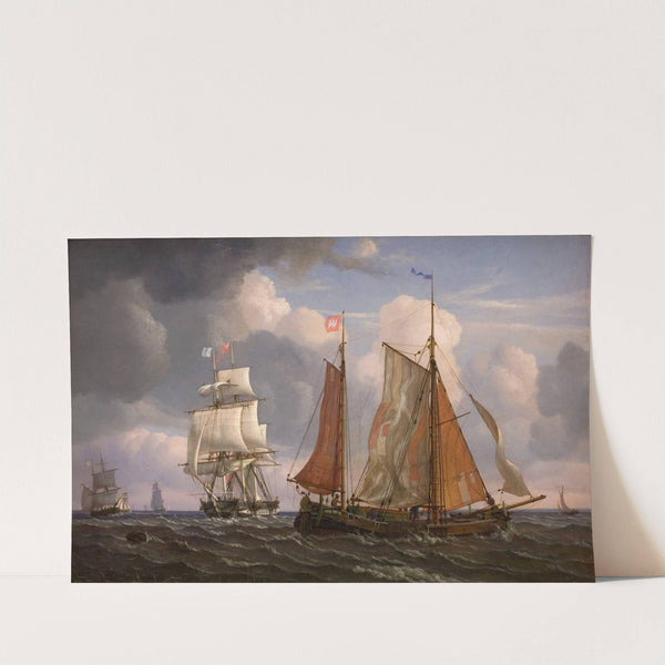 Ships Sailing and Beating up against the Wind in the Sound by Adolph Friedrich Vollmer