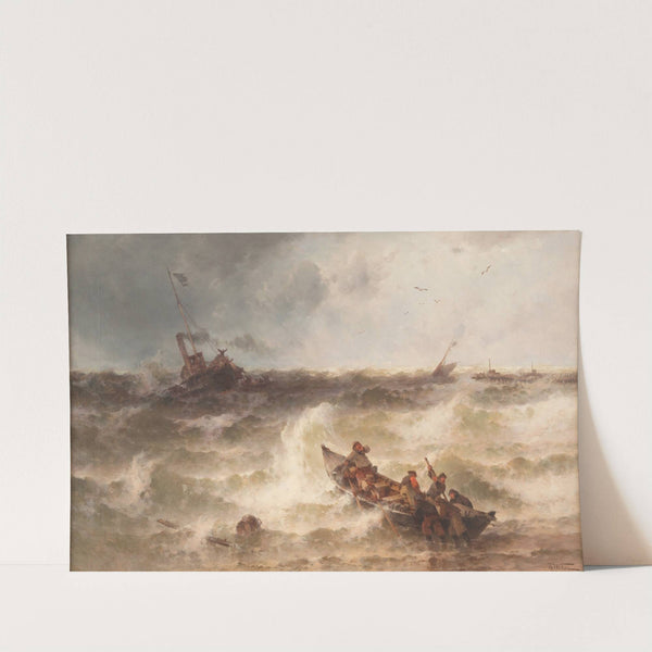 Shipwreck by the pier by Theodor Alexander Weber