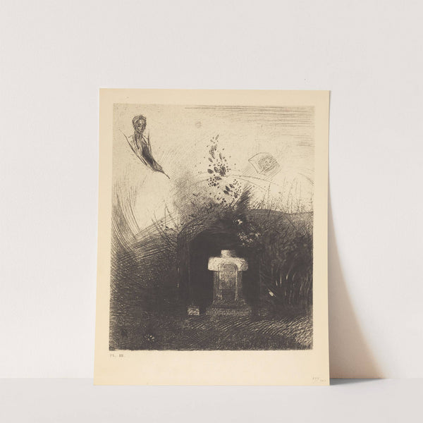 Si par une nuit lourde et sombre, un bon chretien, par charite, derriere quelque vieux decombre, enterre votre corps voute (1890) by Odilon Redon