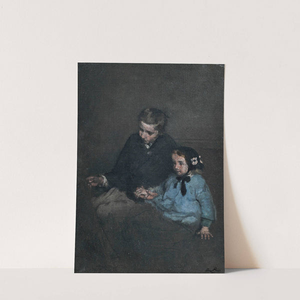 Siblings holding hands by Théodule Ribot