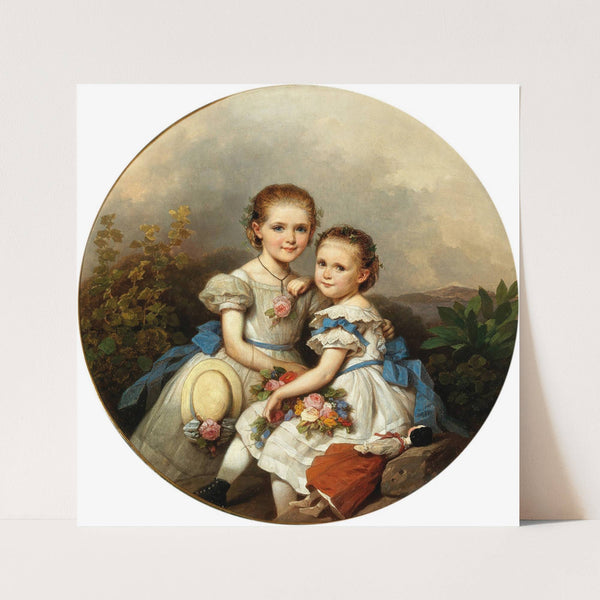 Siblings with strawhat and doll by Johann Grund