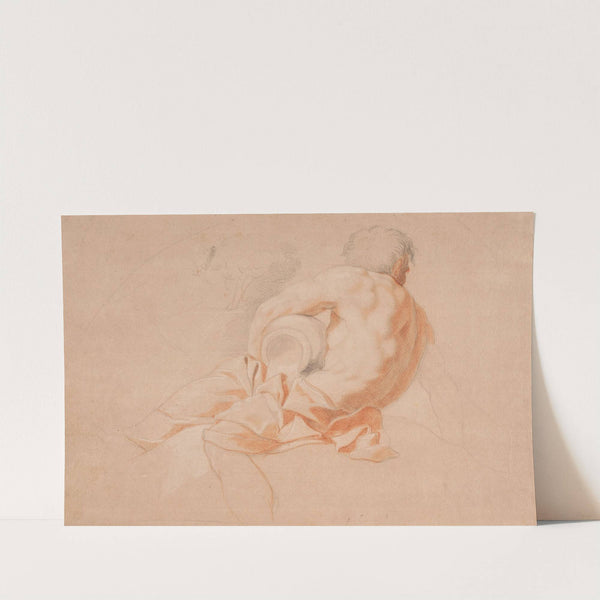 Siddende flodgud set fra ryggen by Hendrik Krock