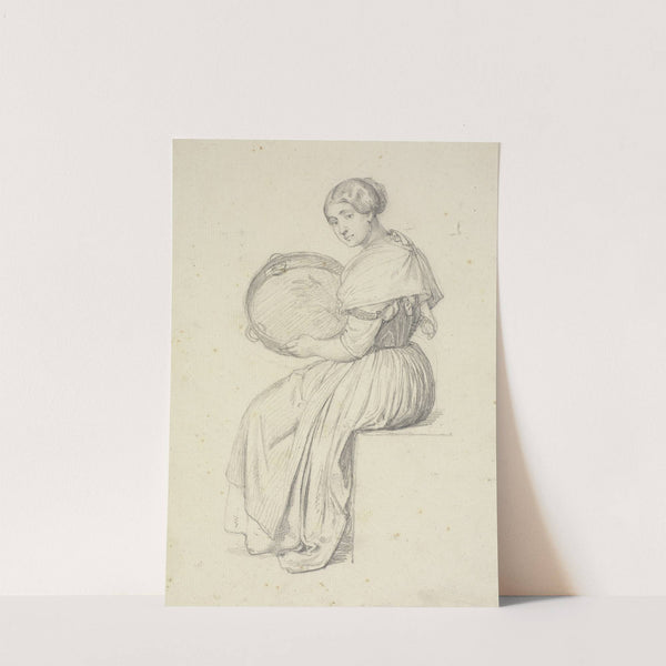 Siddende kvinde med tamburin by Wilhelm Marstrand