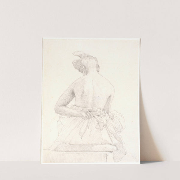 Siddende kvindelig model set bagfra by Christen Købke