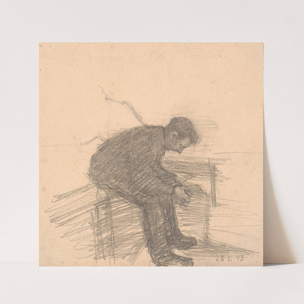 Siddende mand med foldede hænder (1893) by Niels Bjerre