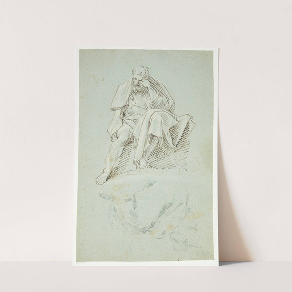 Siddende mand med hovedet støttet til venstre hånd Apostel by Andrea Sacchi