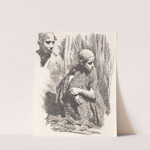 Siddende orientaler. I hjørnet et hoved by Frans Schwartz