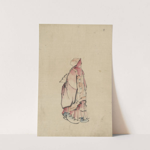 Side view of a monk, full-length portrait, facing left, wearing gown with hood by Katsushika Hokusai