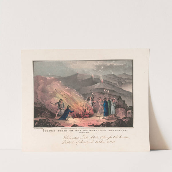 Signal fires on the Slievenamon Mountains – Ireland, 1848 by Currier & Ives.