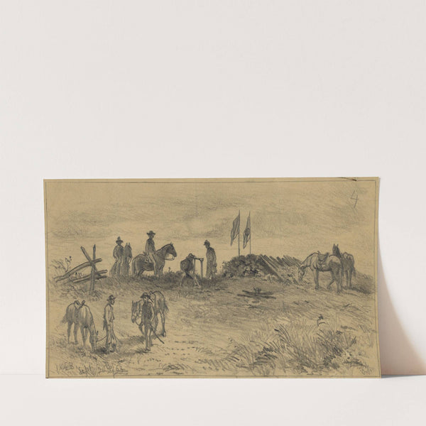 Signal station on the south side of the Rappahannock River. Seen through a glass from the Union camps (1863) by Edwin Forbes