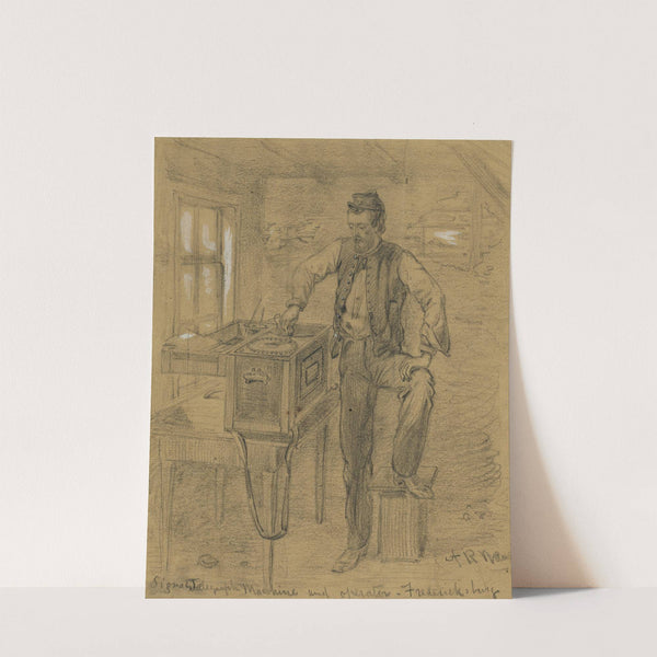 Signal Telegraph Machine and operator - Fredericksburg by Alfred Rudolph Waud