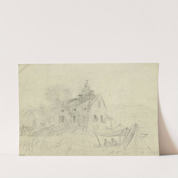 Signal tower on roof of house by Alfred Rudolph Waud