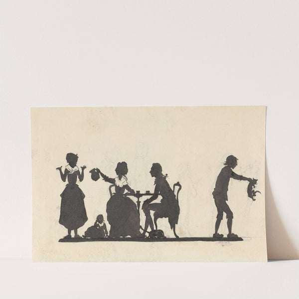 Silhouet van de familie die de kat het huis uitjaagt by Nelly Bodenheim