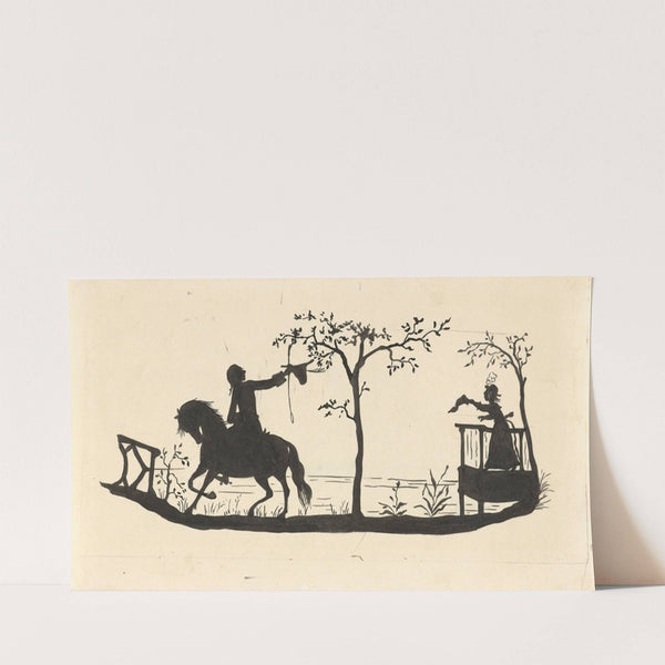 Silhouet van de man die het huis met zijn dochter verlaat (1884 - 1917) by Nelly Bodenheim