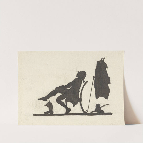 Silhouet van de man die zijn laarzen aantrekt by Nelly Bodenheim