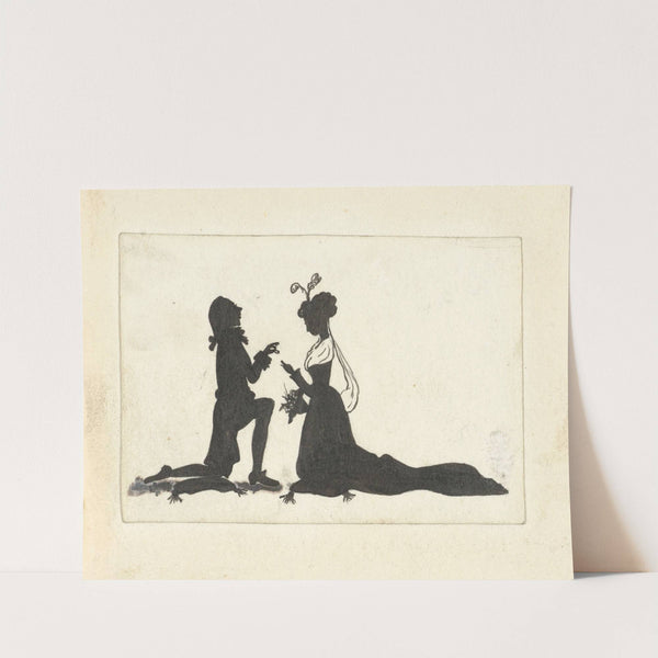 Silhouetten van een man knielend voor een vrouw by Nelly Bodenheim