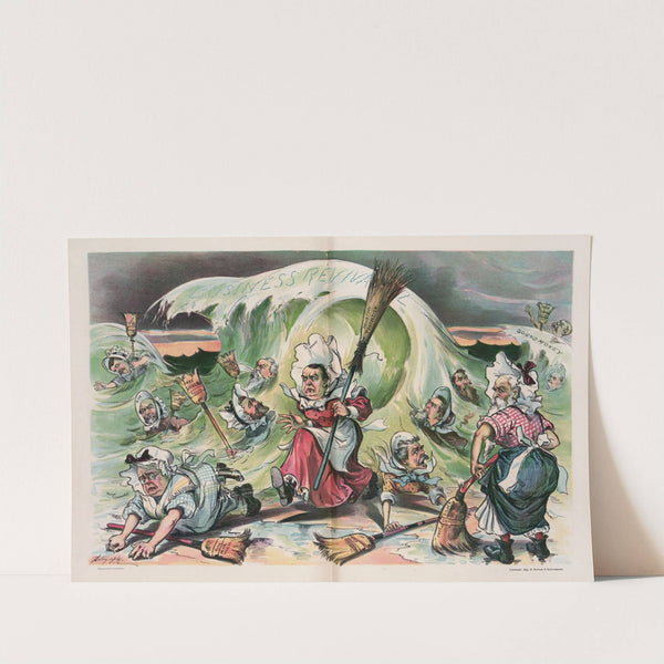 Silly old women! - their little brooms can't sweep back the great big ocean by Louis Dalrymple