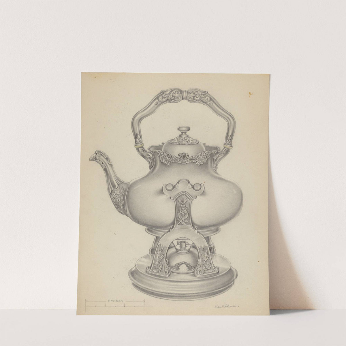 Silver Kettle with Lamp & Stand by R.E. Schearer
