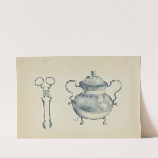 Silver Sugar Bowl and Tongs by Margaret Stottlemeyer